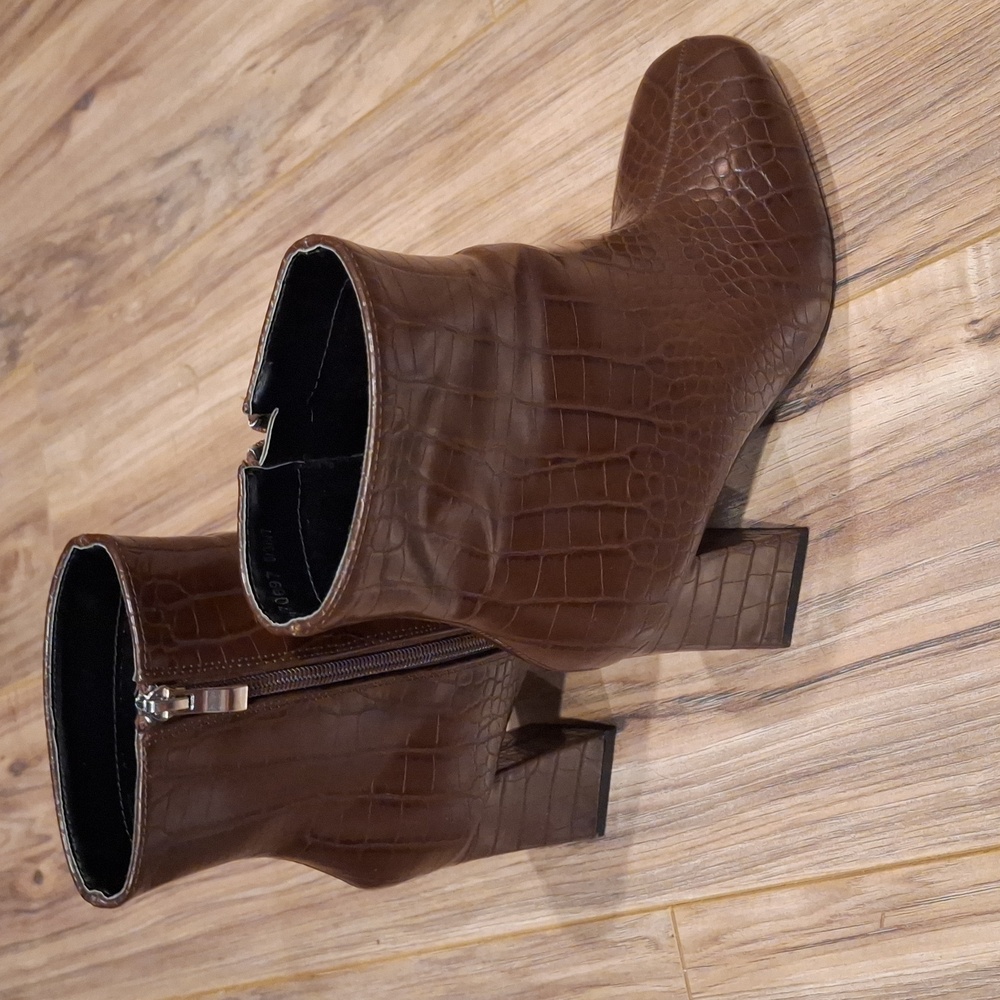 Boohoo brown Crocodile ankle boots